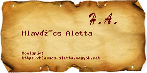 Hlavács Aletta névjegykártya